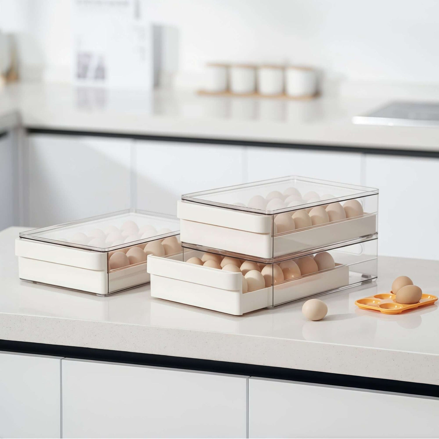 Drawer type egg storage box.