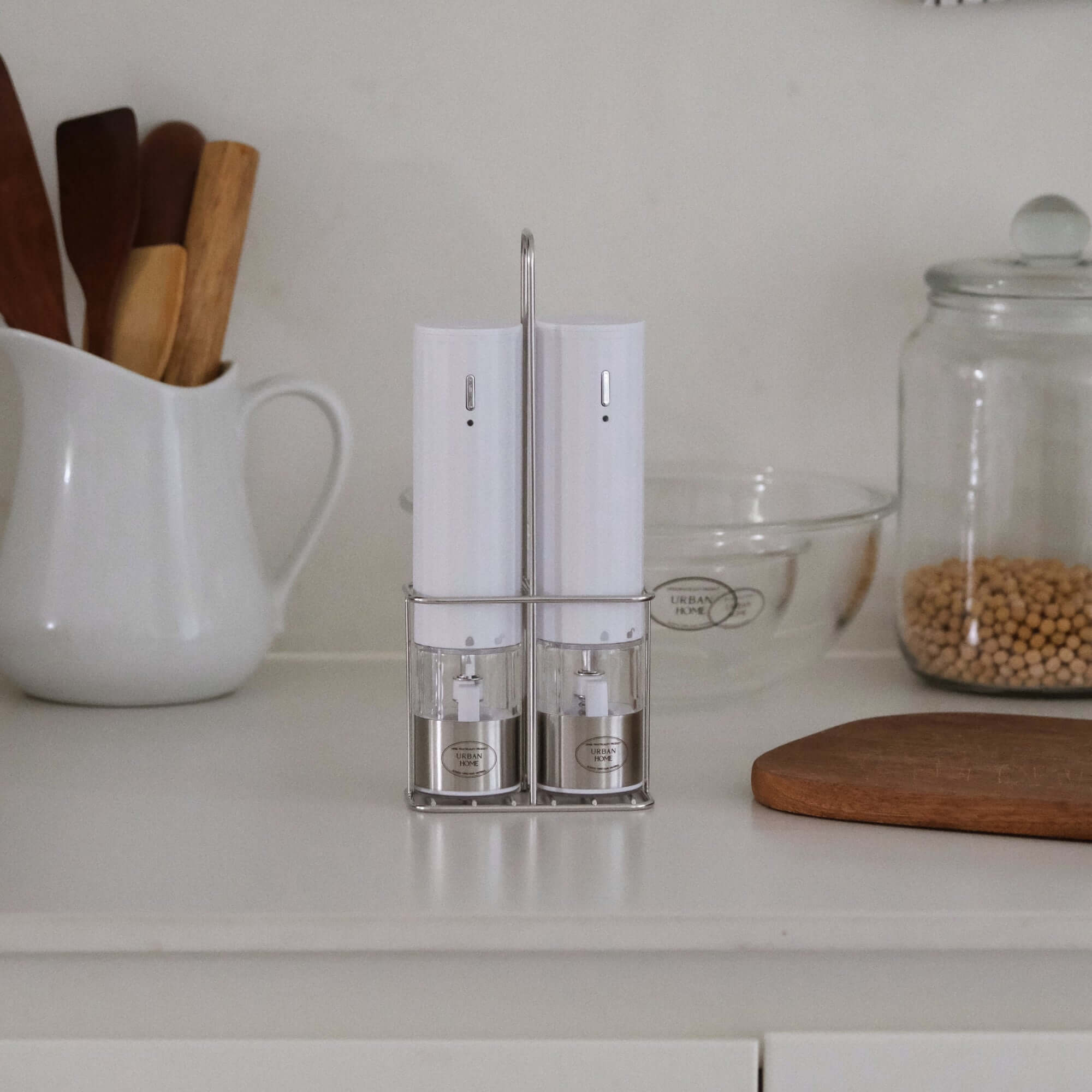 ubenkaku pepper mill set white and modern